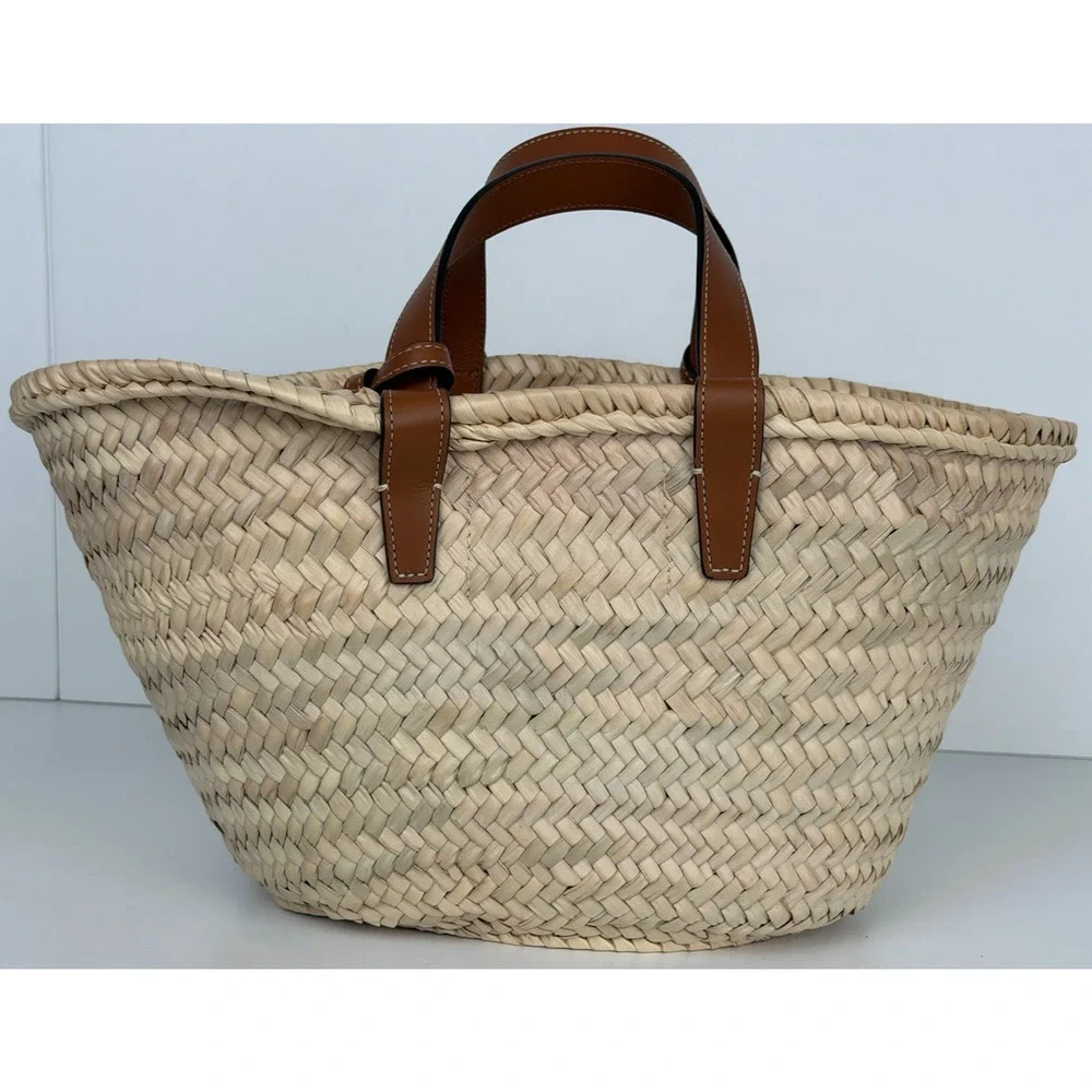 Celine Teen Triomphe Panier Raffia and Leather Bag S - Picture 3 of 12